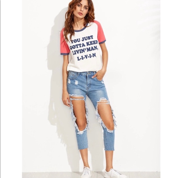 New! Mom jeans distressed skinny - Picture 3 of 7